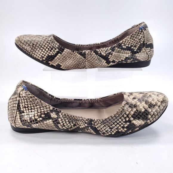 Via Bleu Heleiia Casual Slip On Ballet Flats Womens Size 7.5 Beige Snakeskin - Picture 5 of 9